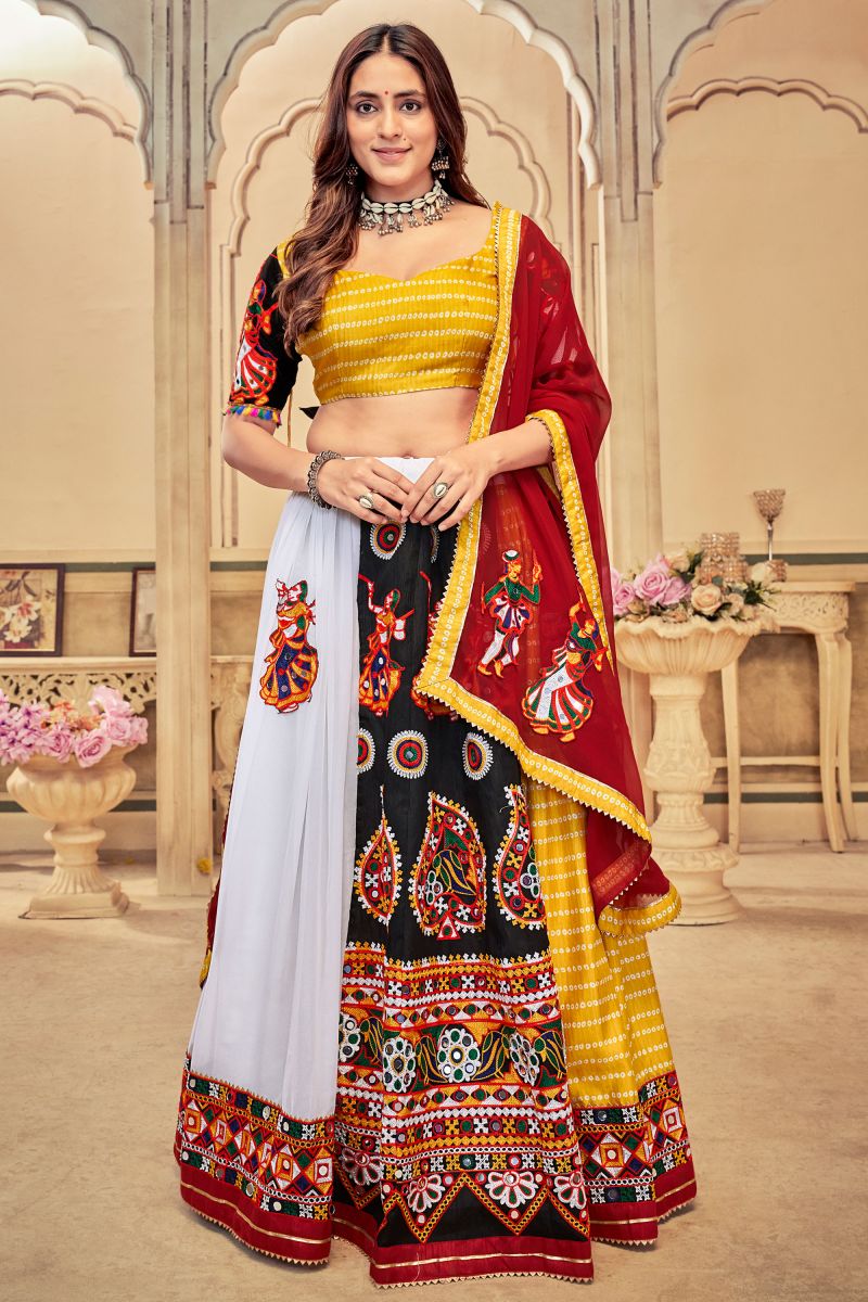 Festival look Georgette Fabric Lehenga Choli in Yellow Color