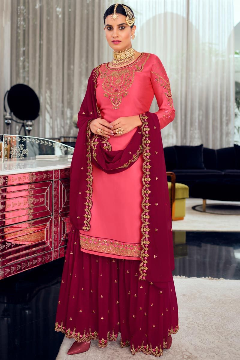 Pink Inventive Sharara Suit In Georgette Fabric