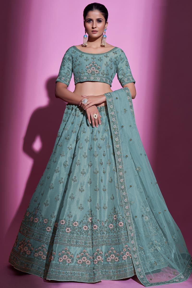 Art Silk Fabric Stylish Lehenga In Sky Blue Color