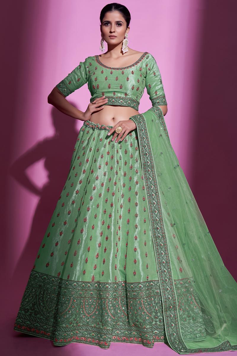 Enriching Green Color Art Silk Fabric Lehenga