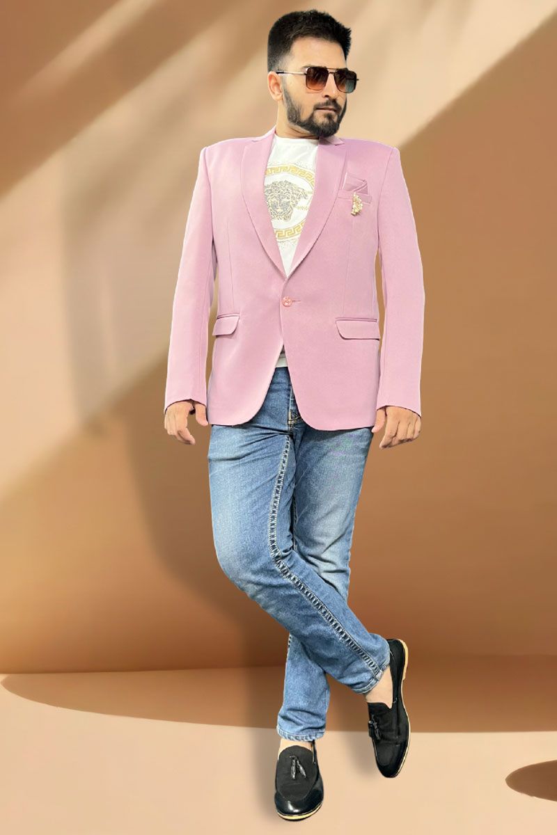 Captivating Rayon Readymade Stylish Blazer For Men In Pink Color