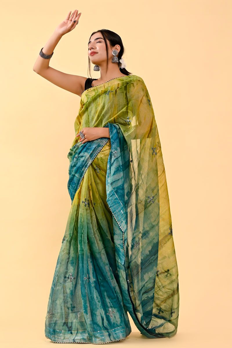 Green Tempting Casual Cotton Saree