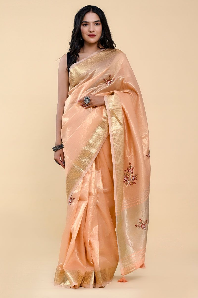 Peach Color Imposing Casual Saree