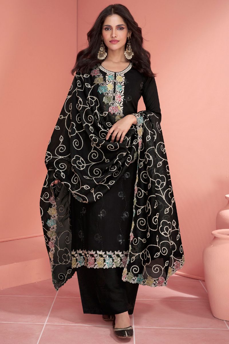Shop Peach Embroidered Three Piece Palazzo Suit with Cape Online USA – Pure  Elegance