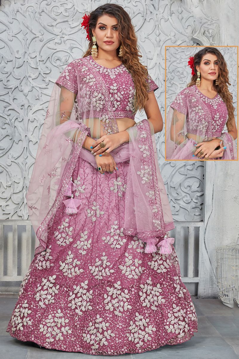 Net Pink Color Ingenious Function Look Lehenga