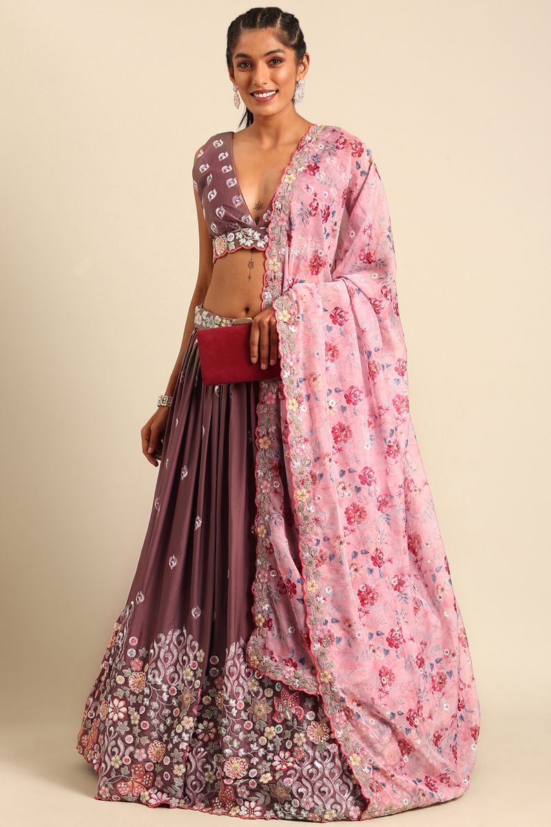 Georgette Fabric Pink Occasion Wear Lehenga Choli With Sequins Work