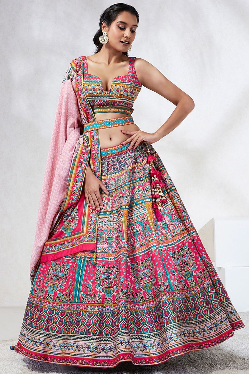 Rani Printed Georgette Fabric Reception Wear Lehenga With Enchanting Blouse