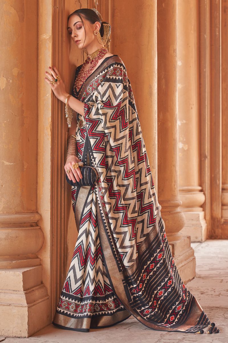 Black Color Art Silk Fabric Casual Wear Subline Saree