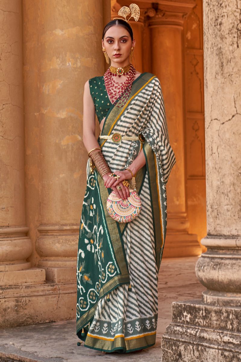 Green Color Art Silk Fabric Admirable Saree In Casual Wear