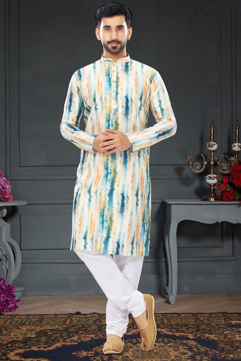 Multi Color Readymade Printed Kurta Pyjama