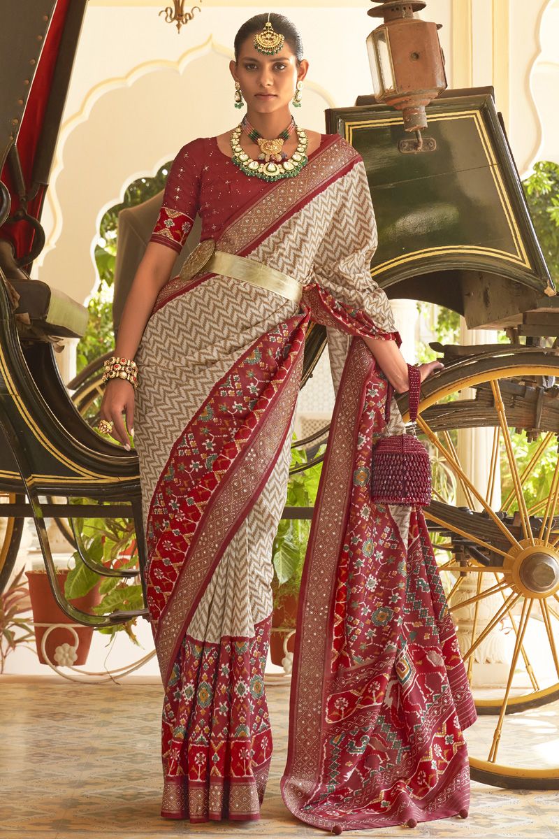 Red Color Art Silk Fabric Function Wear Exquisite Printed Saree