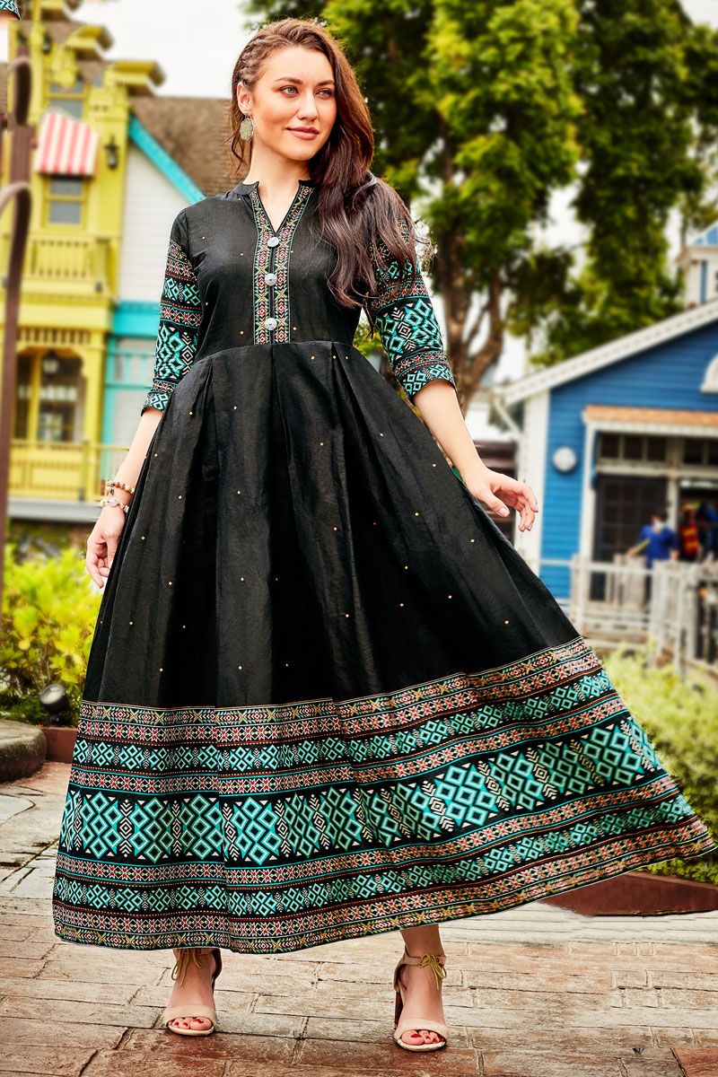 Cotton Black Color Readymade Kurti