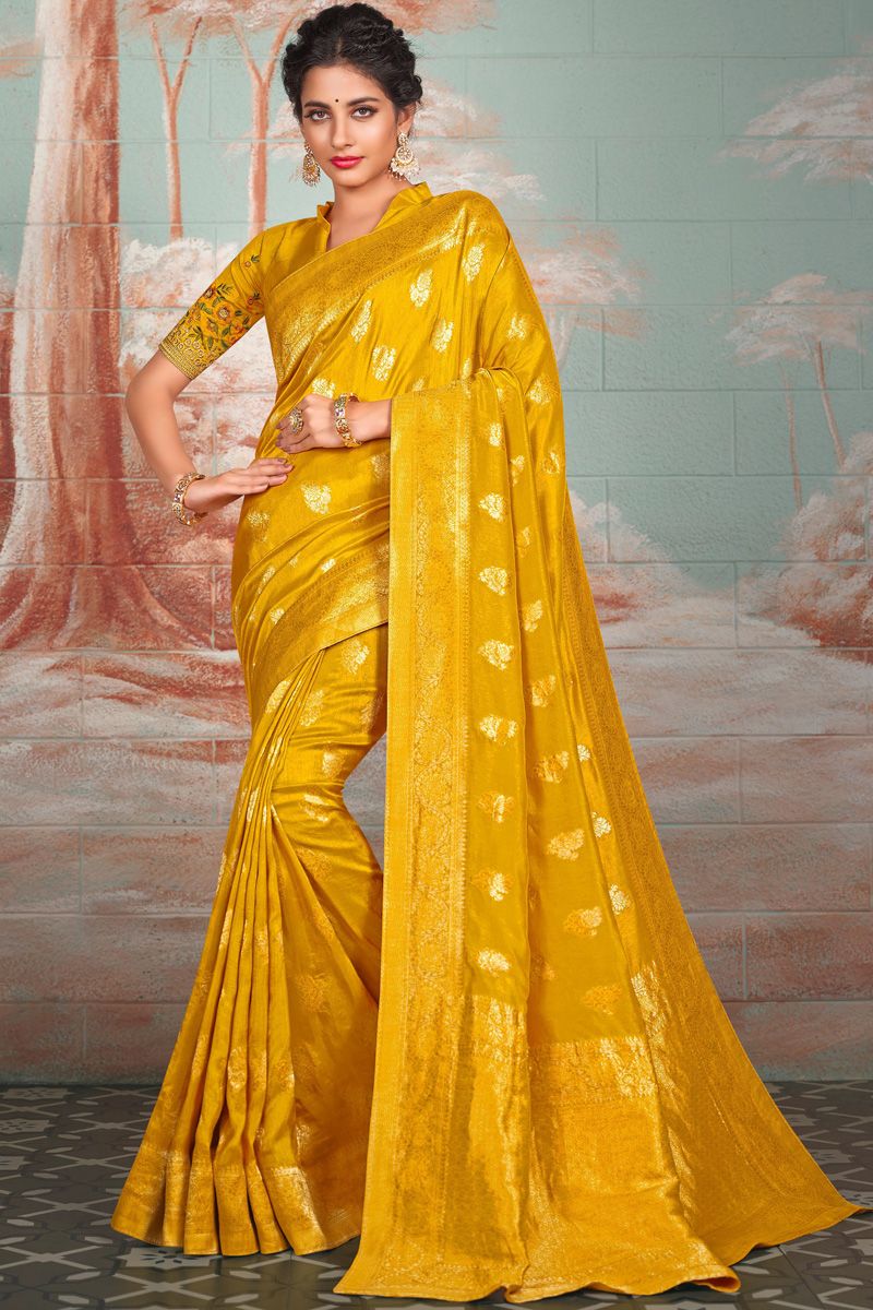 Delicate Yellow Color Art Silk Function Look Saree