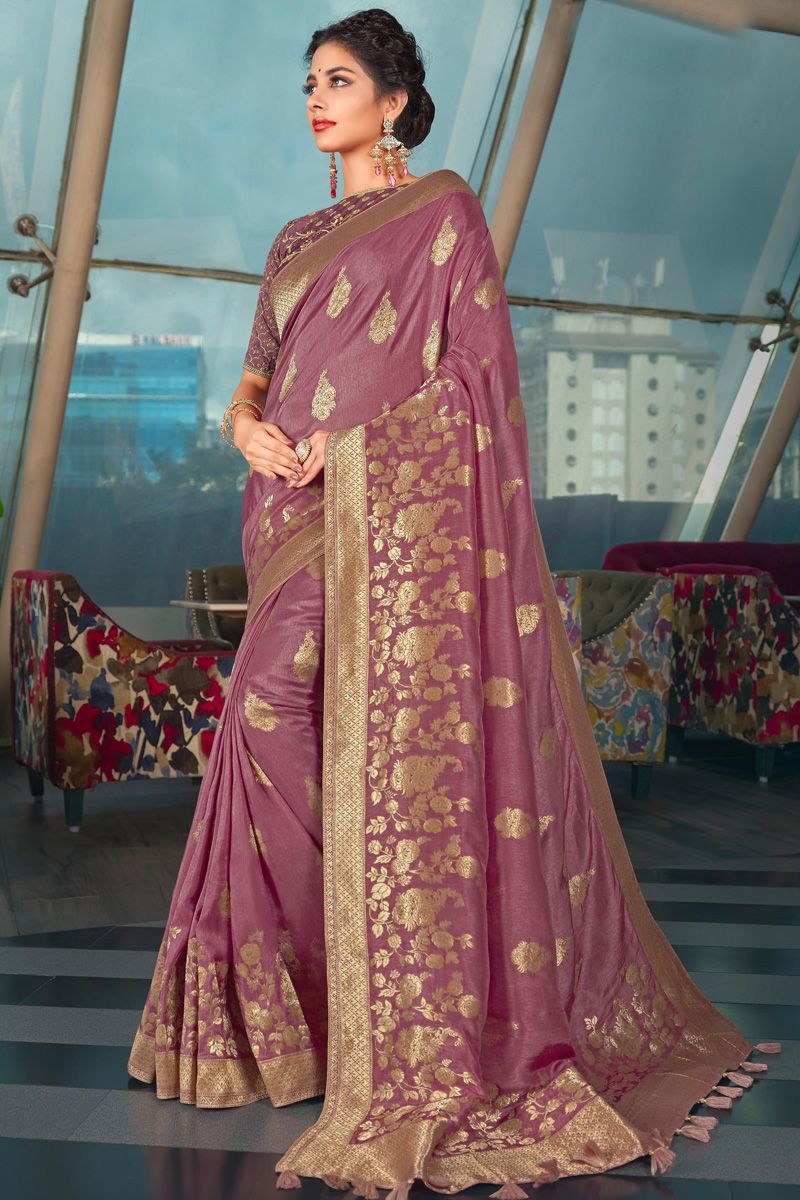 Pink Color Brilliant Art Silk Function Look Saree