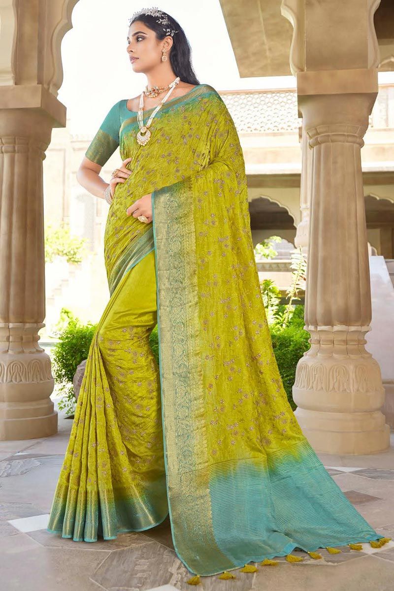 Green Color Silk Fabric Superior Festive Saree