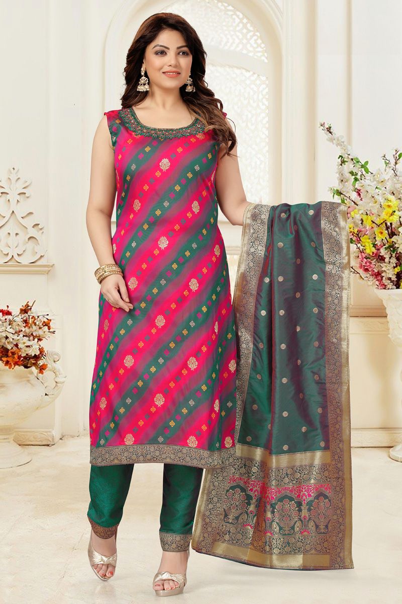 Rani Stylish Chanderi Festive Look Salwar Suit