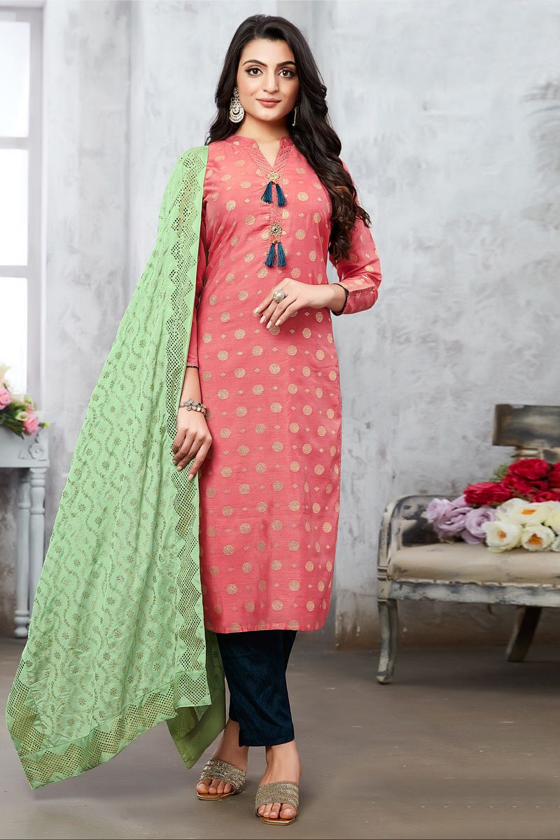 Pink Color Beautiful Art Silk Function Wear Salwar Suit