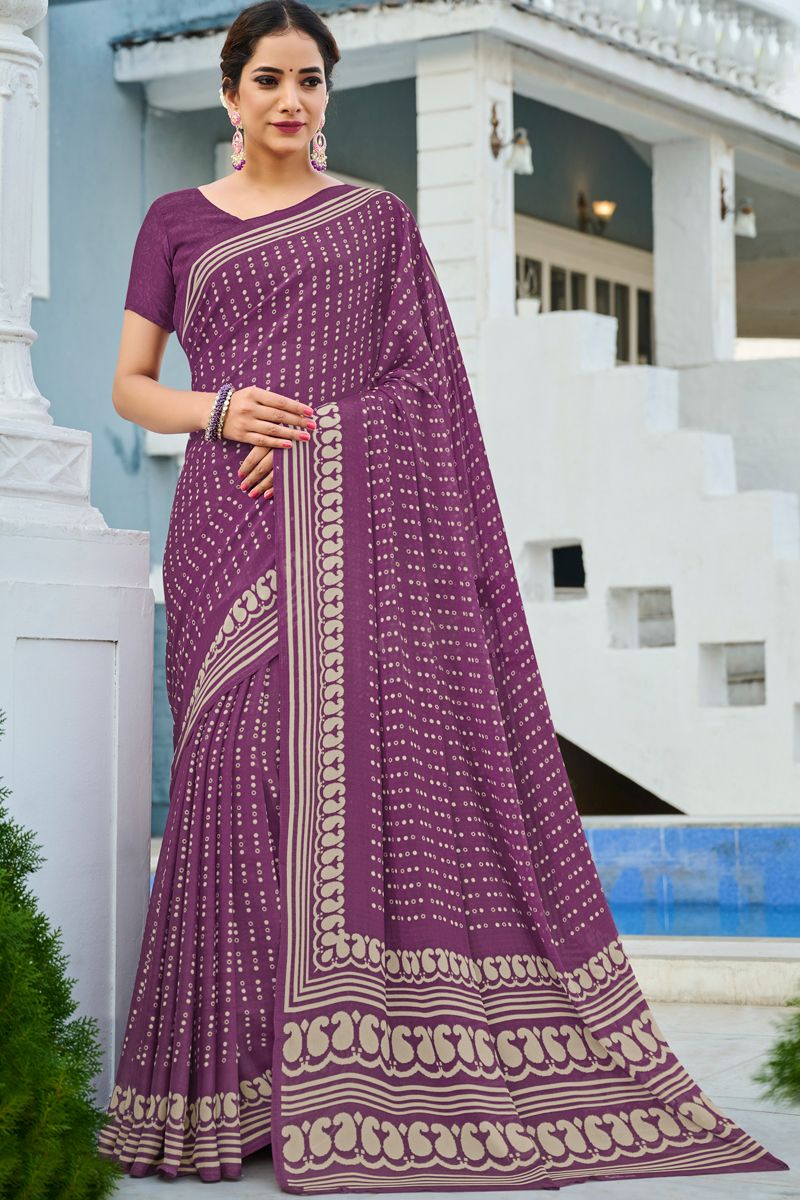 Fascinating Purple Color Casual Saree In Georgette Fabric