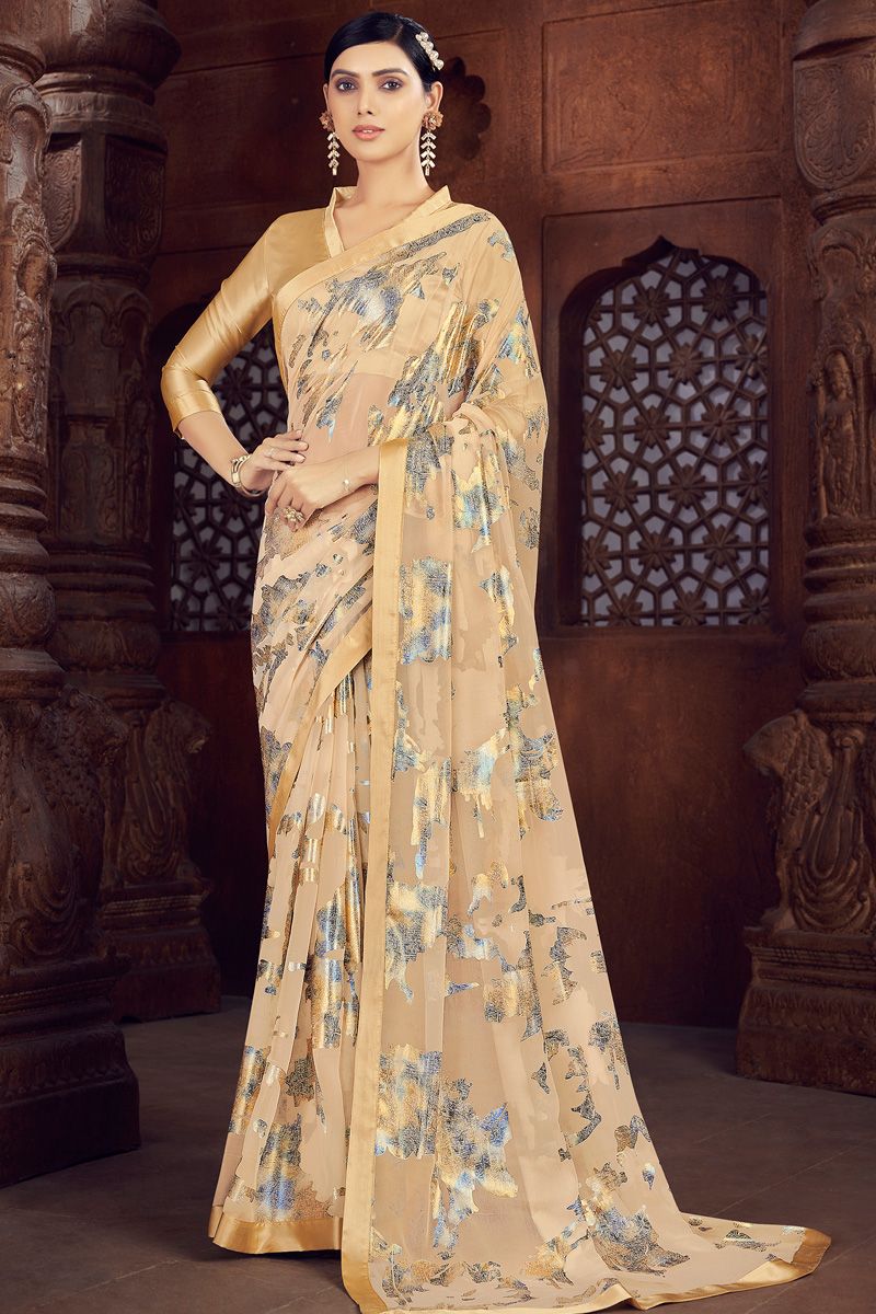 Brasso Festive Look Superior Saree In Beige Color