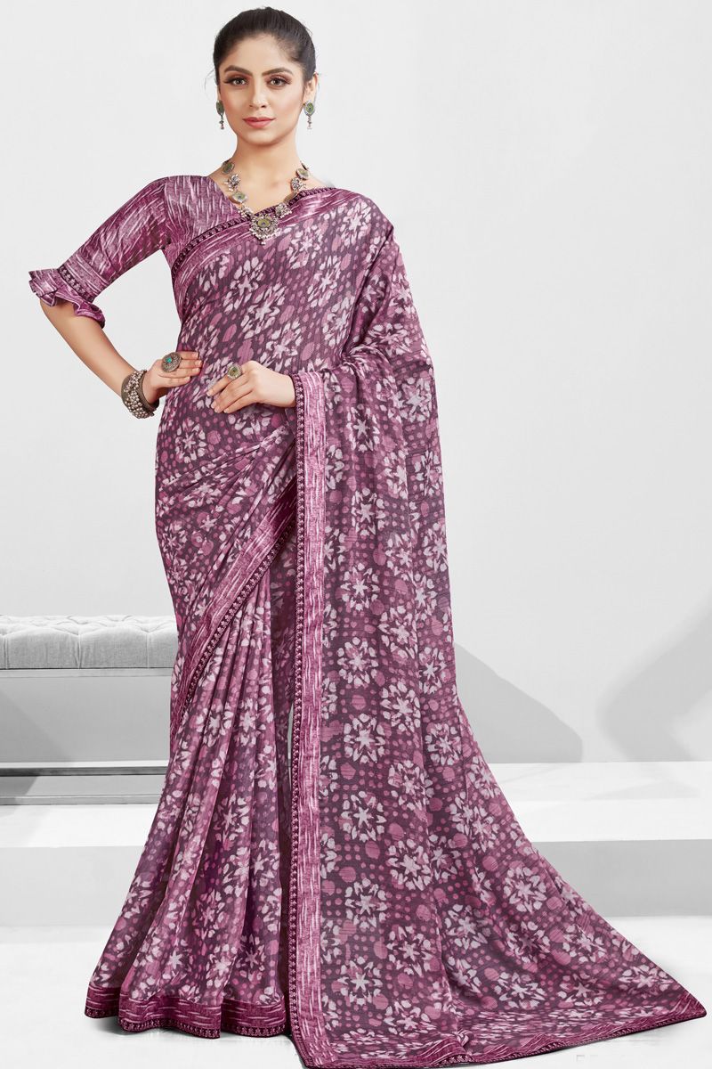 Wine Color Excellent Georgette Casual Look Saree 