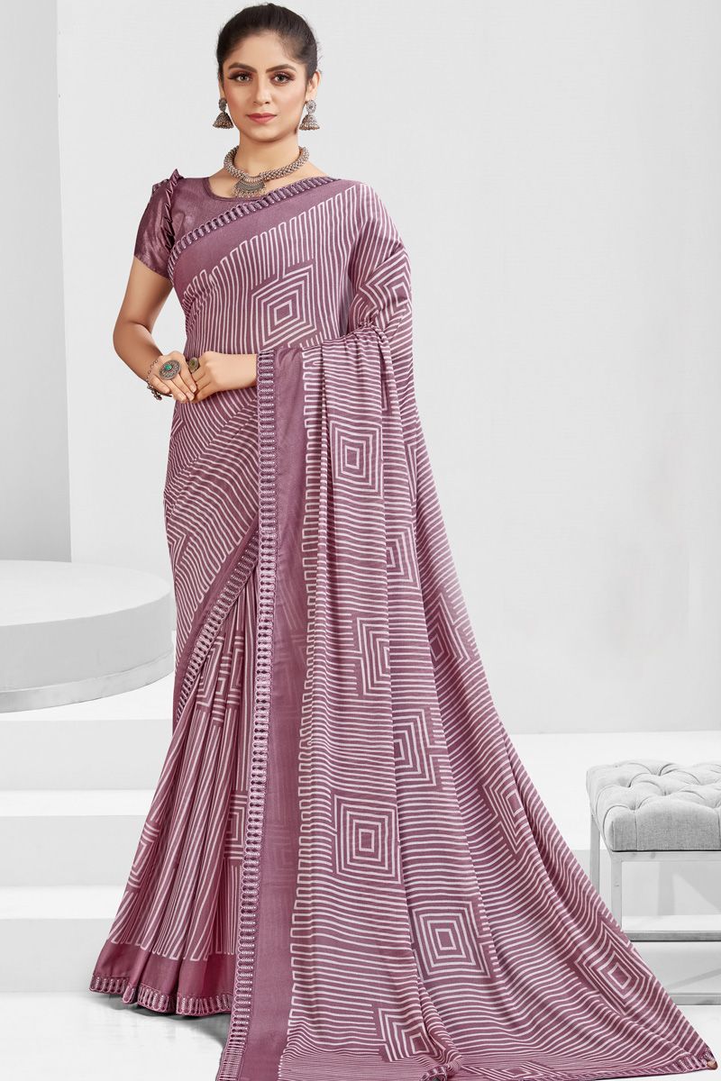 Pink Color Sober Georgette Casual Look Saree