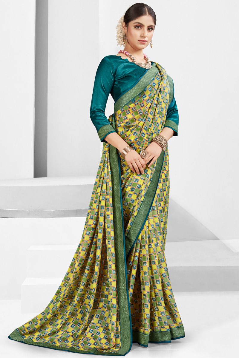 Yellow Color Delicate Georgette Casual Look Saree 