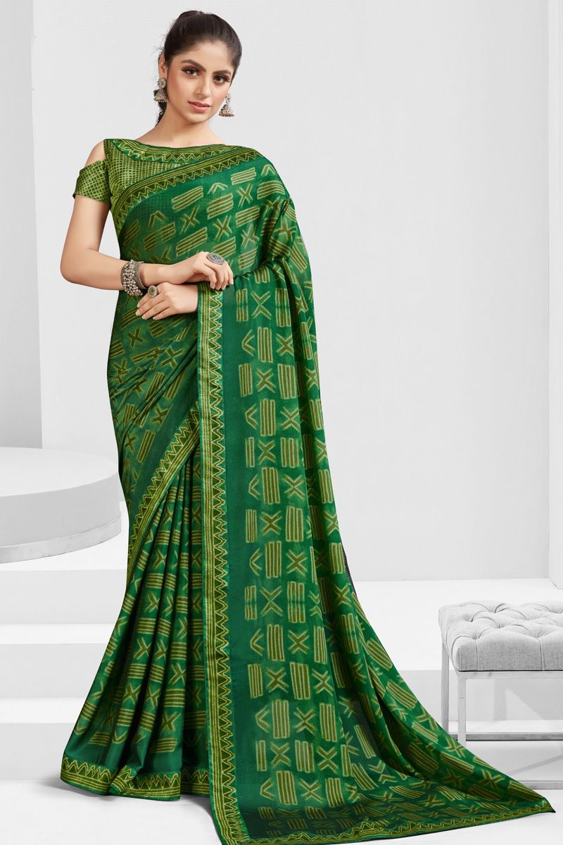 Soothing Green Color Georgette Casual Look Saree