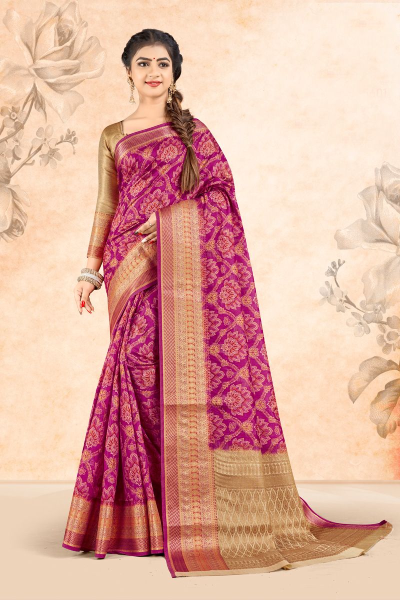 Magenta Color Art Silk Festive Look Miraculous Saree