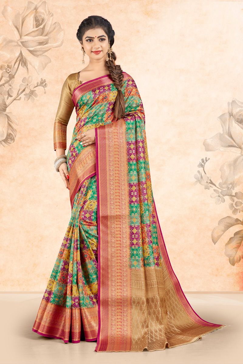 Art Silk Festive Look Wondrous Saree In Multi Color