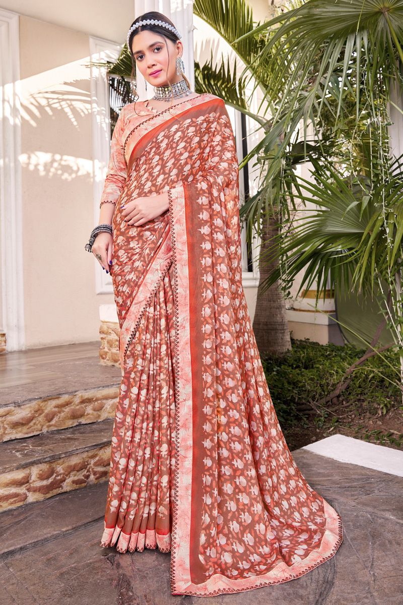 Creative Multi Color Georgette Printed Casual Saree