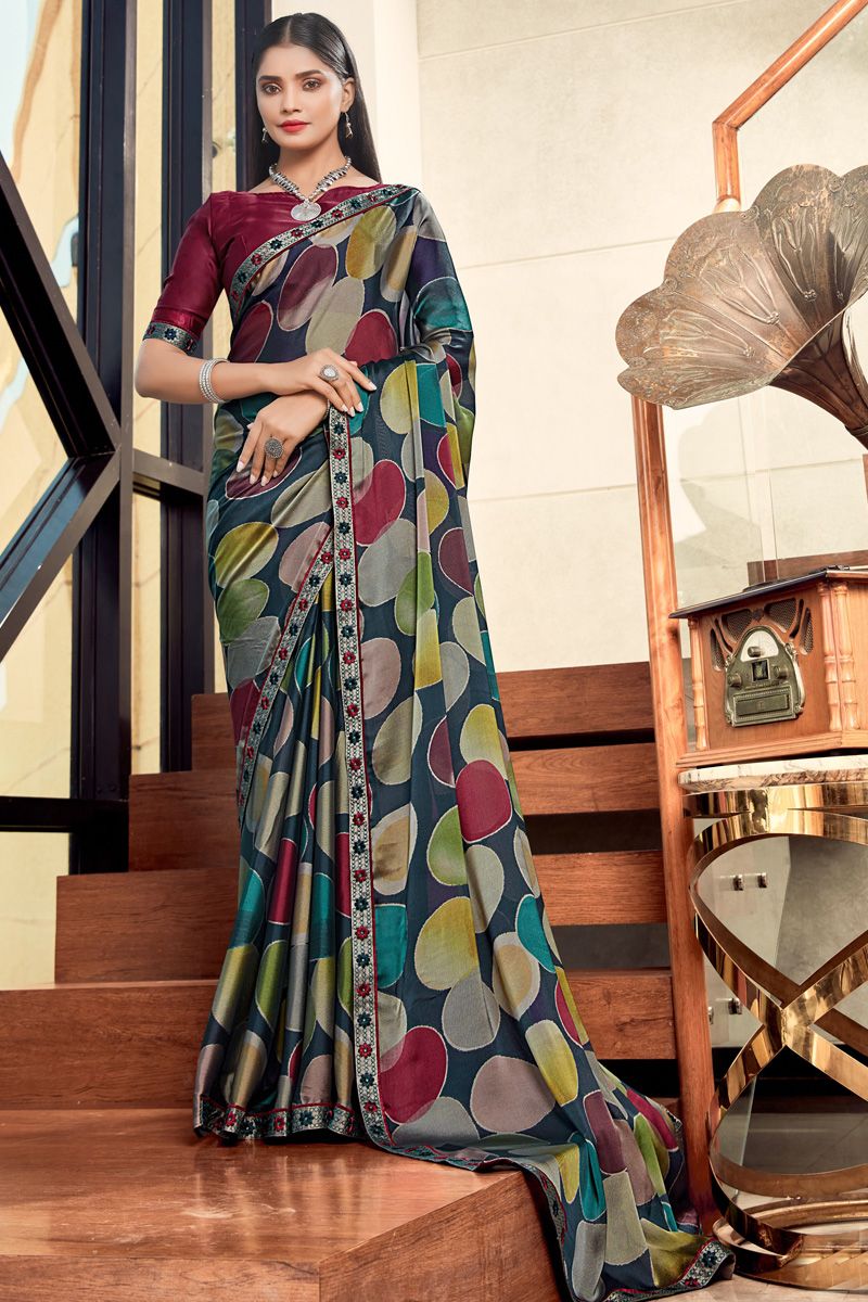 Winsome Georgette Multi Color Casual Look Printed Saree 