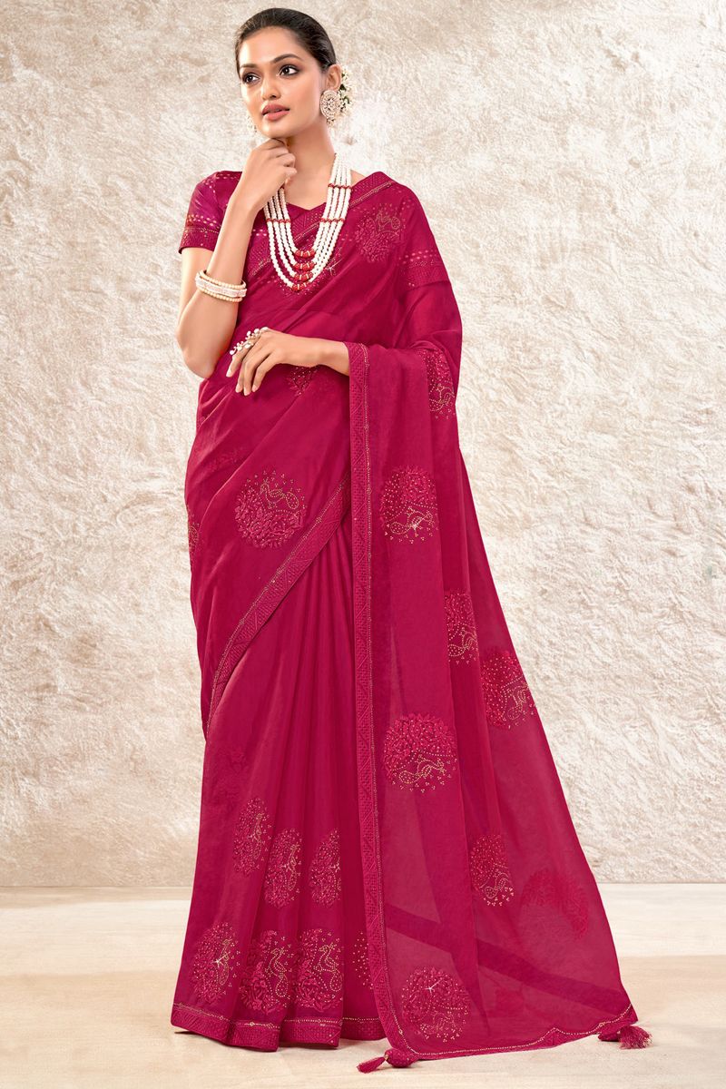 Organza Fabric Party Style Glamorous Saree