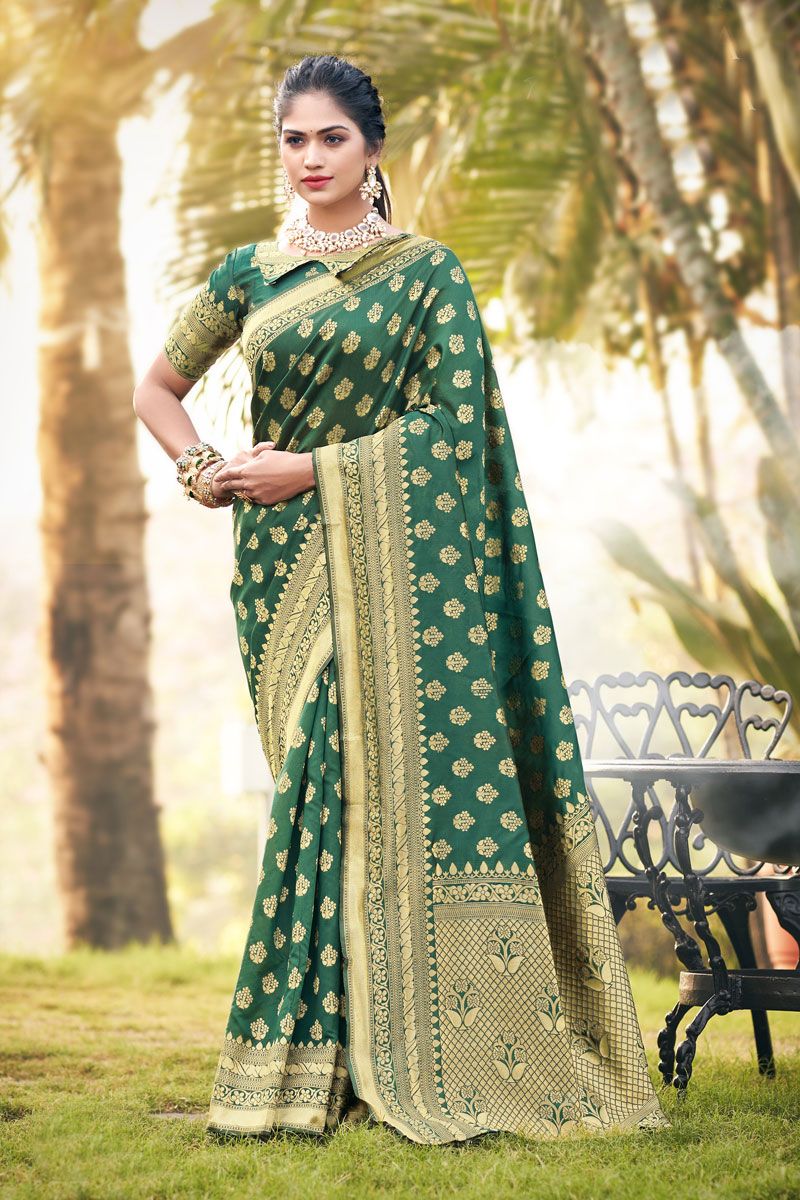 Festive Wear Green Art Silk Saree