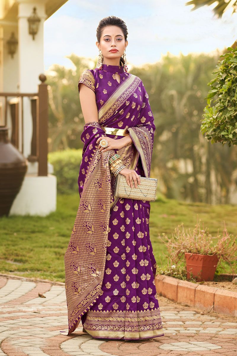 Fetching Festive Wear Art Silk Saree In Purple Color