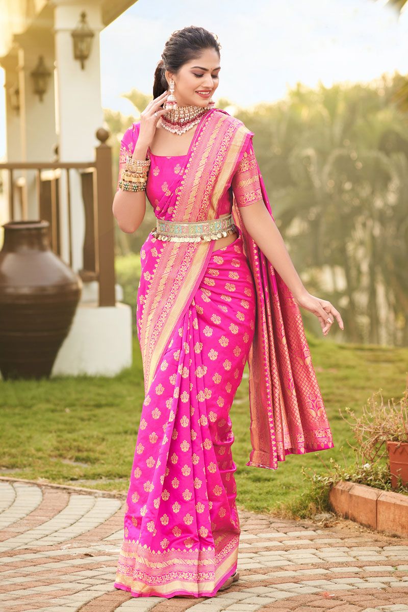 Beatific Magenta Festive Wear Art Silk Saree