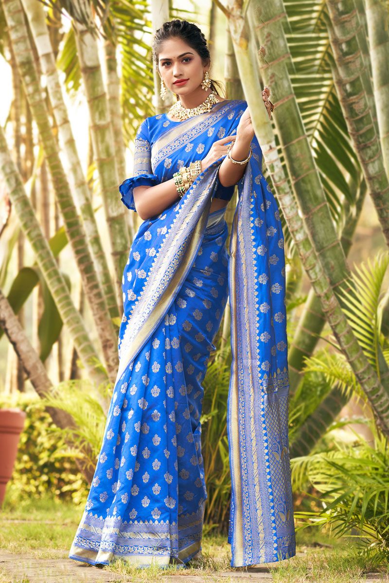 Blue Festive Wear Art Silk Saree