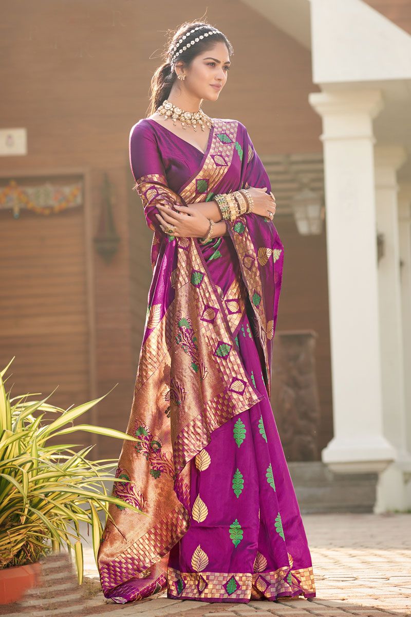 Radiant Festive Wear Purple Art Silk Saree