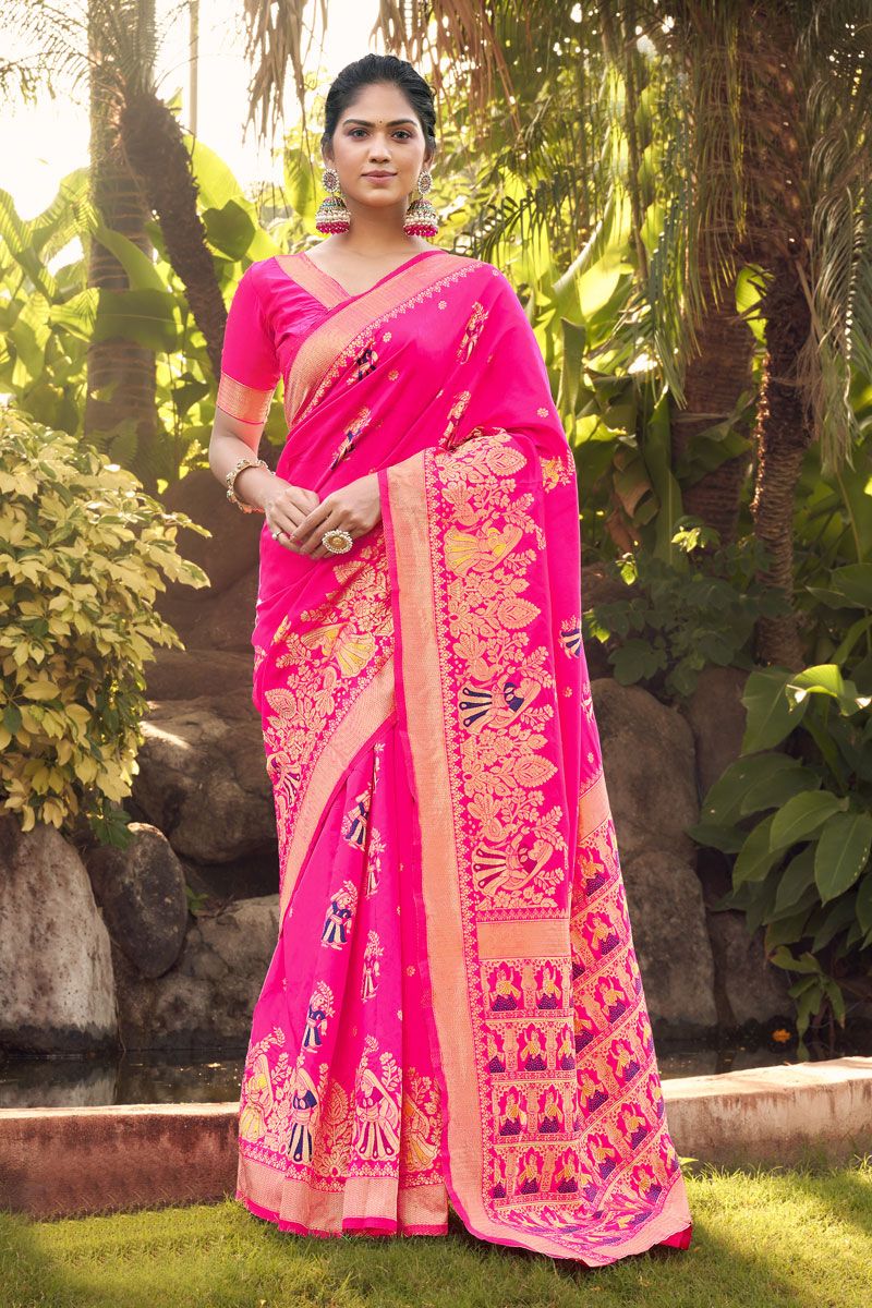 Festive Wear Art Silk Magenta Saree