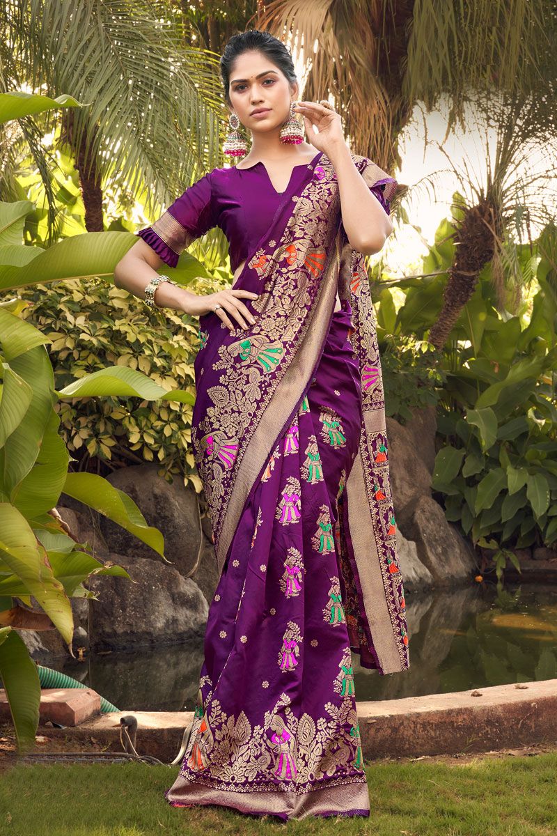 Festive Wear Purple Art Silk Saree