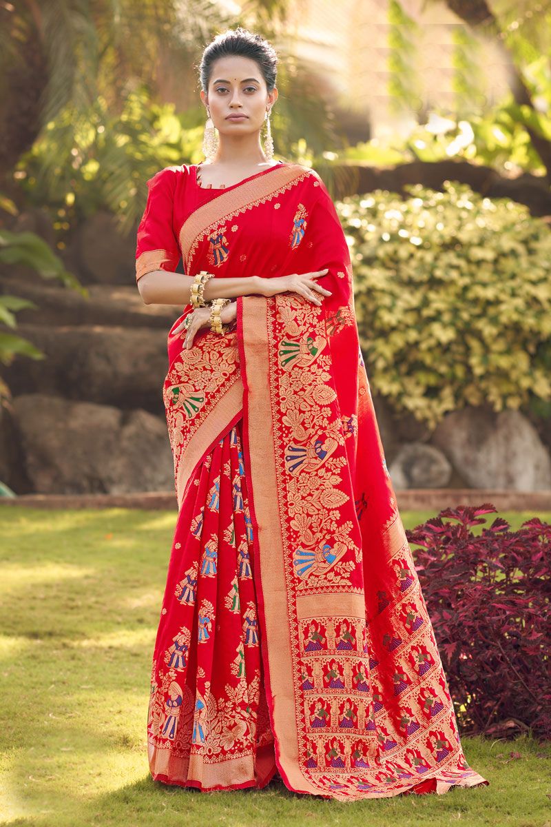 Festive Look Art Silk Saree In Red Color