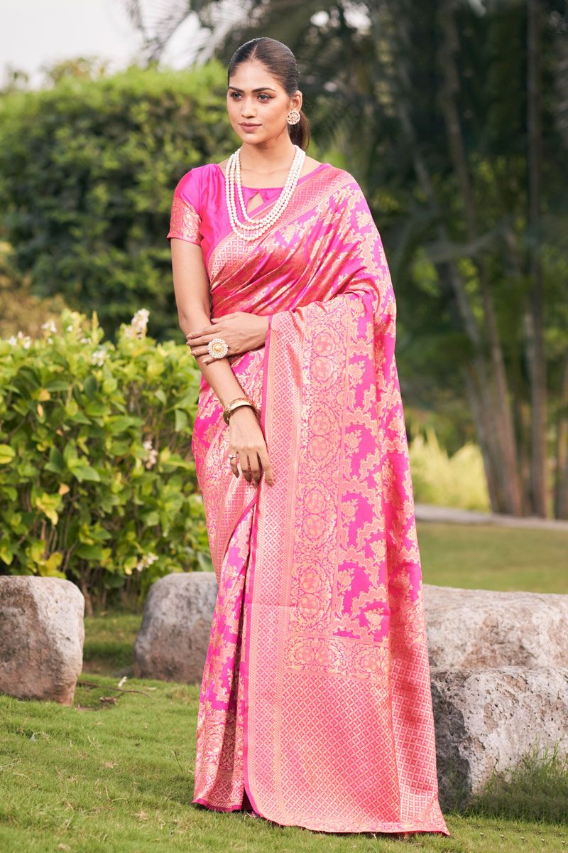 Magenta Festive Wear Art Silk Saree