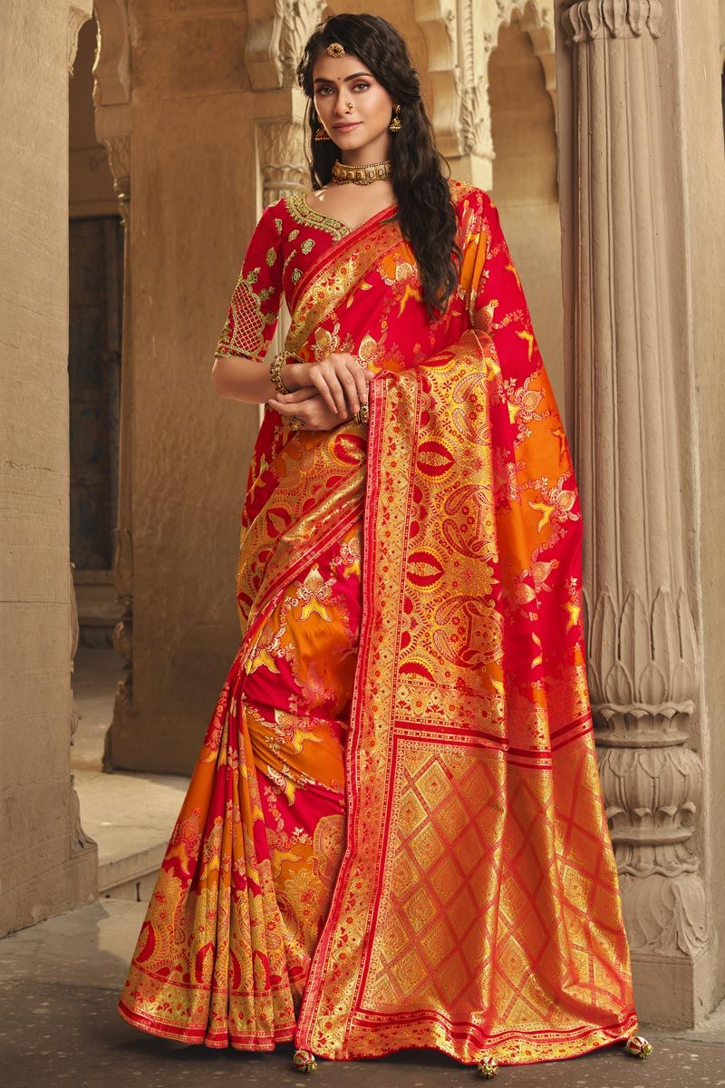 Captivating Weaving Work Function Style Red Color Art Silk Saree