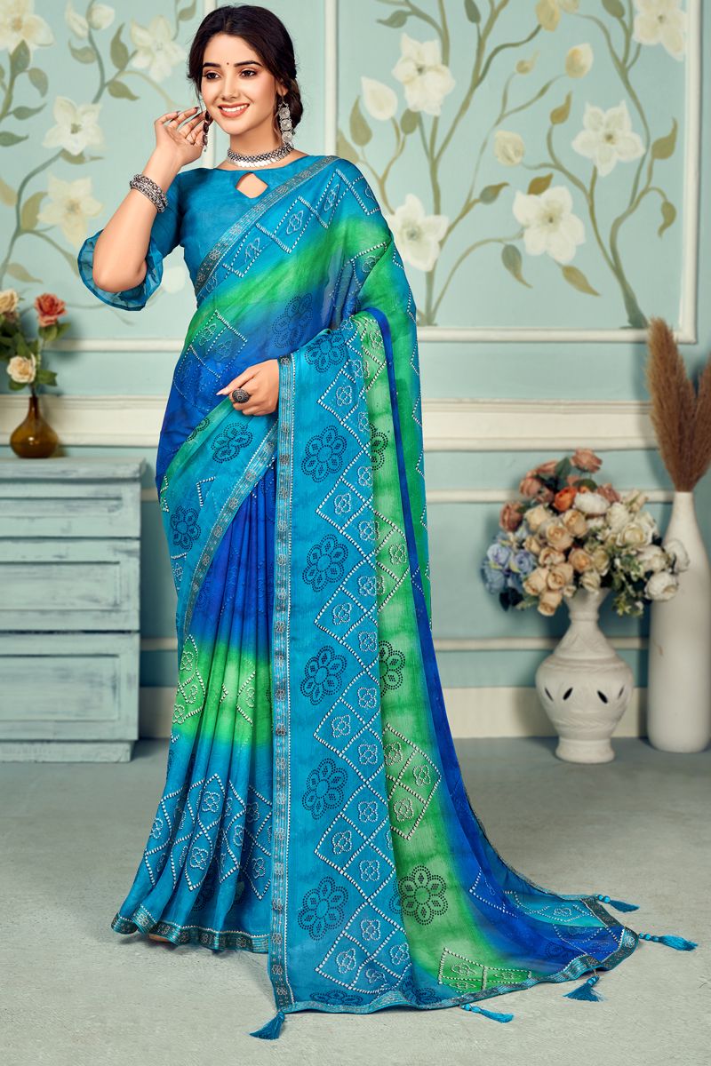 Multi Chiffon Wonderful Printed Saree