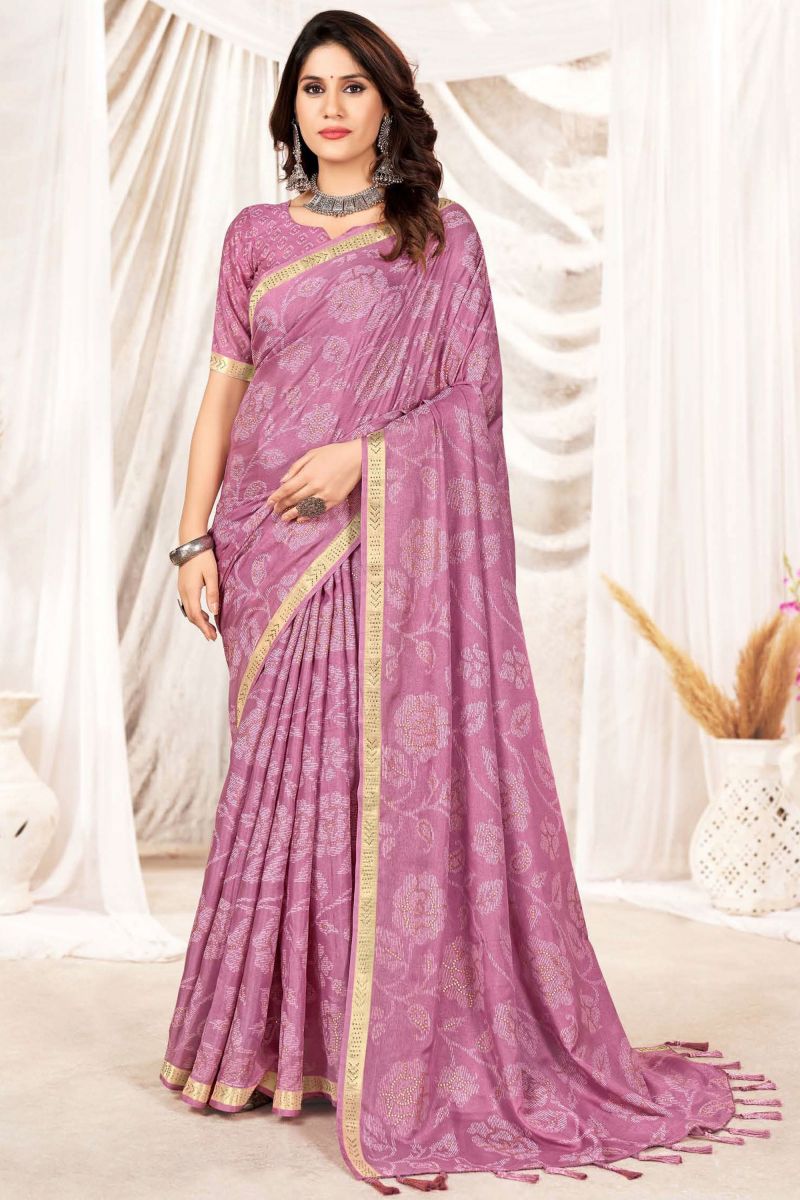 Pink Color Printed Daily Wear Art Silk Saree