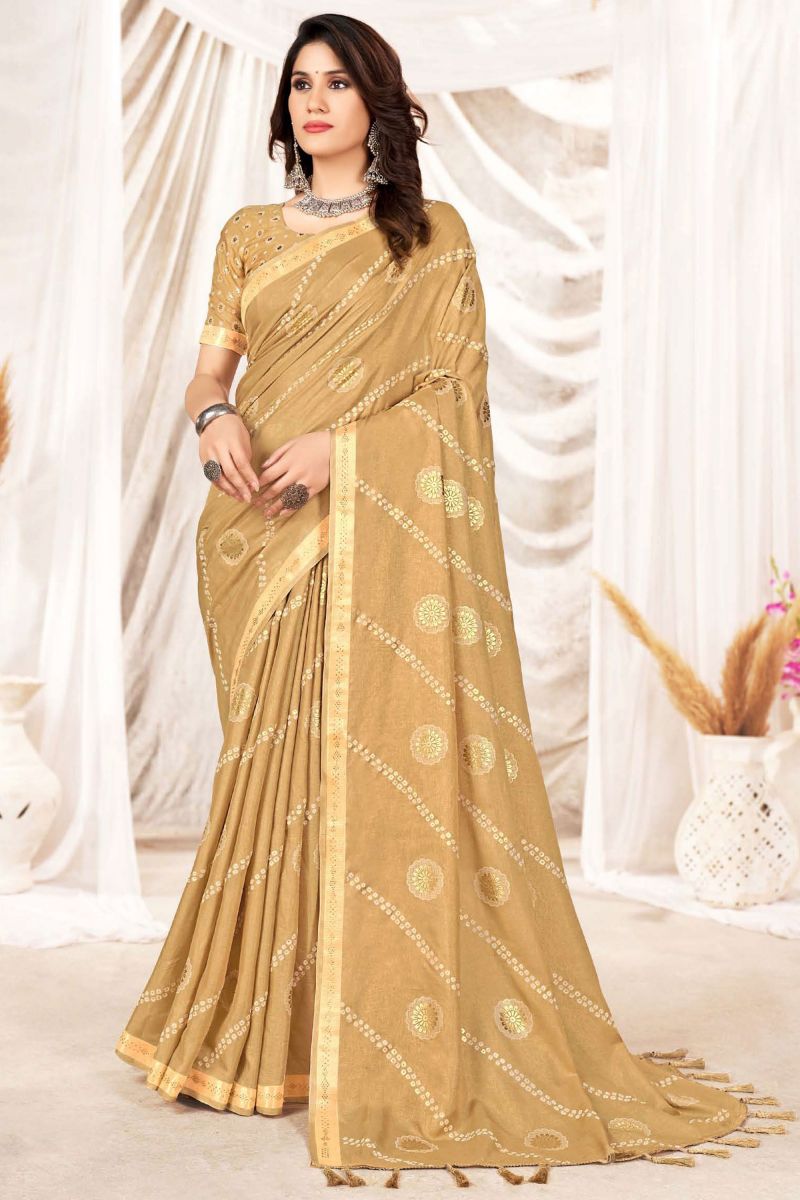 Golden Art Silk Casual Simple Saree