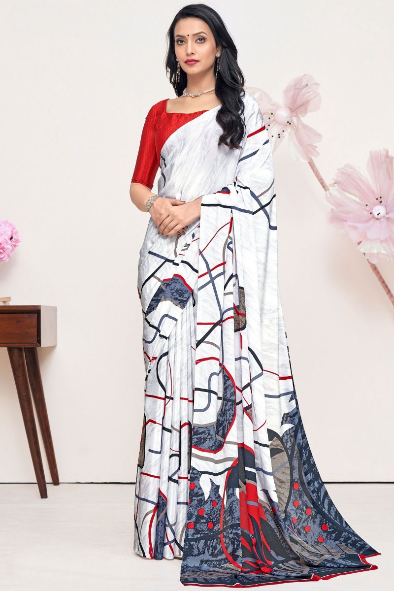 Crepe Silk Fabric Multi Color Pleasance Printed Saree