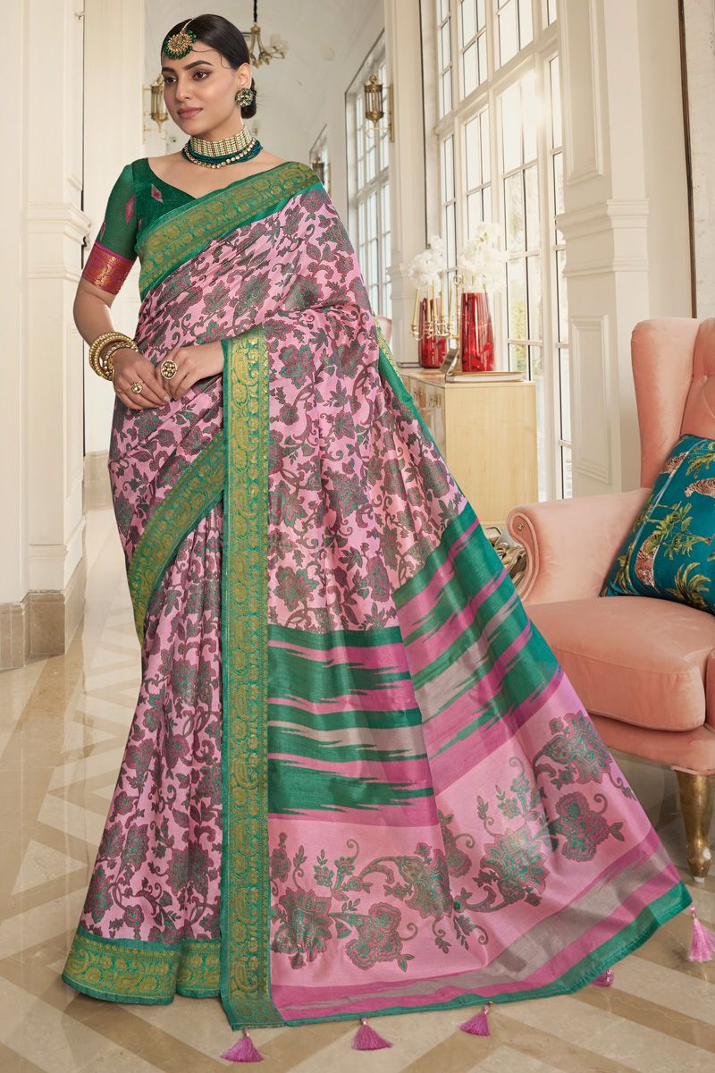 Pink Festive Art Silk Designer Contemporary Saree