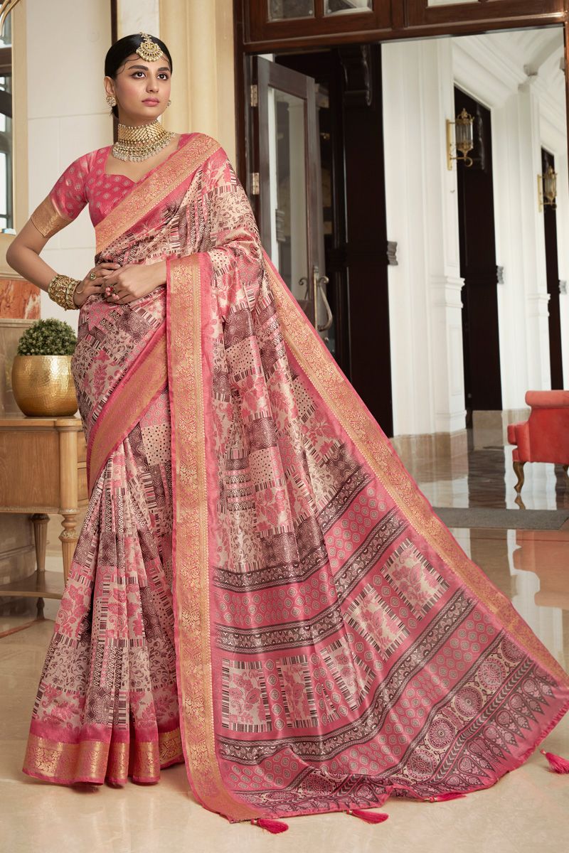 Pink Art Silk Festive Contemporary Saree