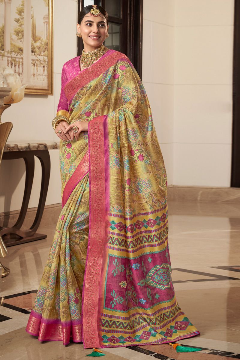 Art Silk Classic Designer Saree In Yellow