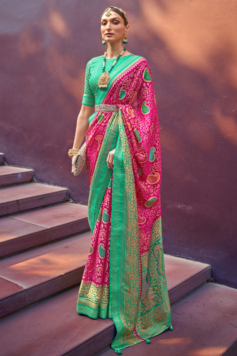 Brasso Pink Color Splendid Festive Style Saree